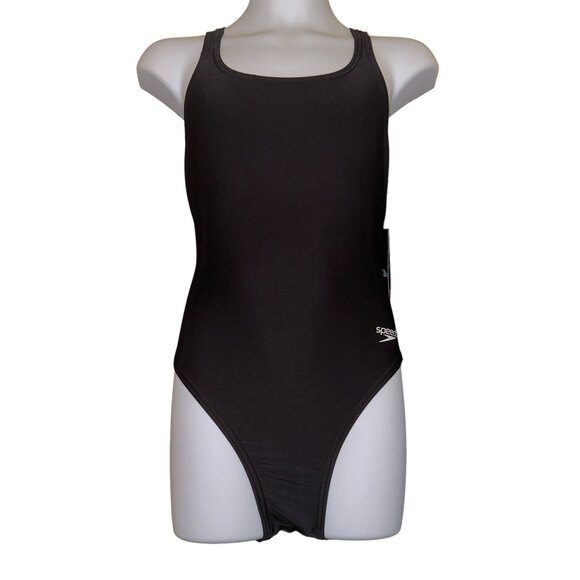 NWT Speedo Pro LT Super One Piece Swimsuit Womens 22 Solid Black Compression - Picture 1 of 9